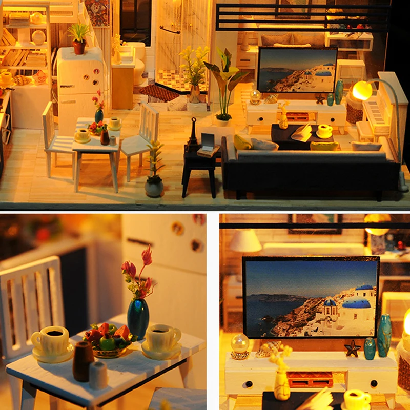 Кукольный дом мебель деревянная миниатюрная DIY Набор С Пылезащитным покрытием музыкальная шкатулка собрать ремесла игрушка лучший подарок на день рождения для детей девочек