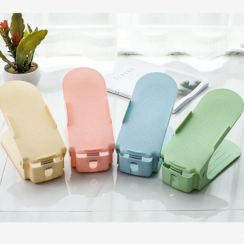 5 шт. прочный регулируемый органайзер для обуви держатель для обуви слот для экономии пространства шкаф стенд стеллаж для хранения обуви коробка для обуви - Цвет: PINK