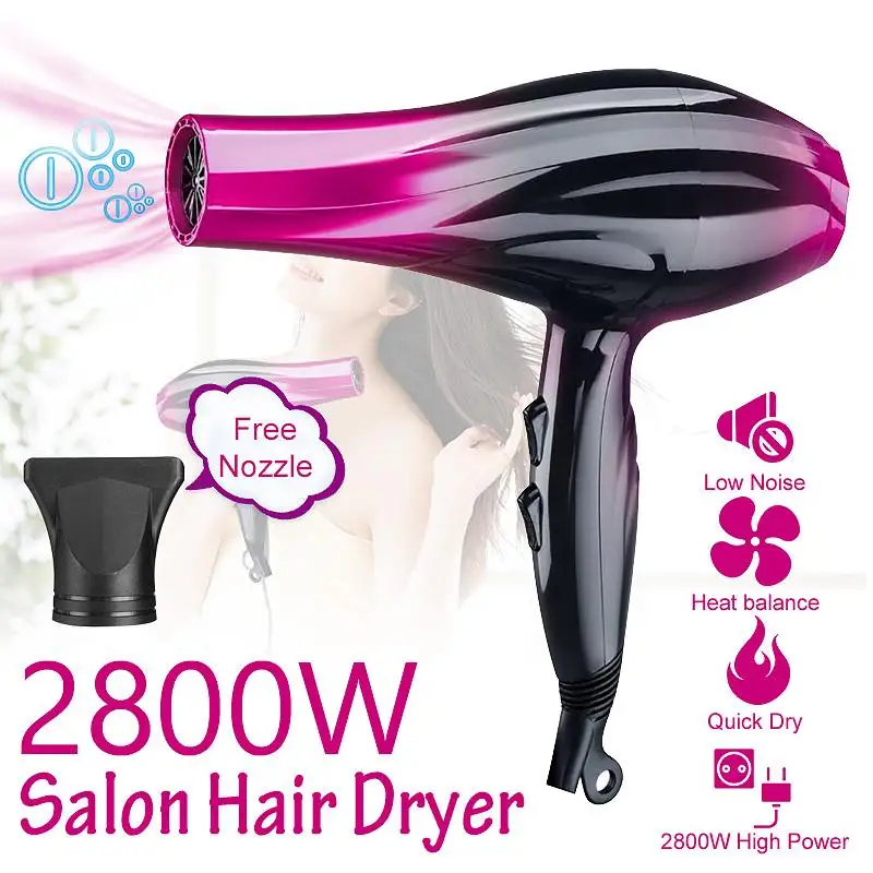 Secador de pelo eléctrico de 2800W, secador de pelo de anión de velocidad  ajustable profesional, secador de pelo de viaje aire caliente y frío de  220V|Secadores de pelo| - AliExpress