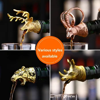 

Zinc Alloy Deer Stag Head Wine Pourer Unique Wine Bottle Stoppers Wine Aerators Bar Tools Get Together Gift