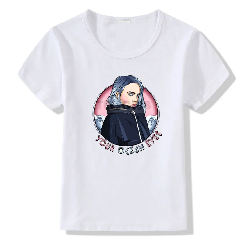 C5 Футболки для девочек; модная детская футболка Billie Eilish; летние топы с короткими рукавами; футболки; Camiseta; детская белая одежда; рубашки - Цвет: C5