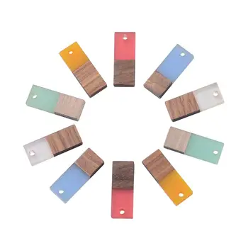 

30pcs/box Vintage Resin & Wood Pendants Rectangle Shape Earring Charms for Jewellery Earrings Necklace Making Crafts