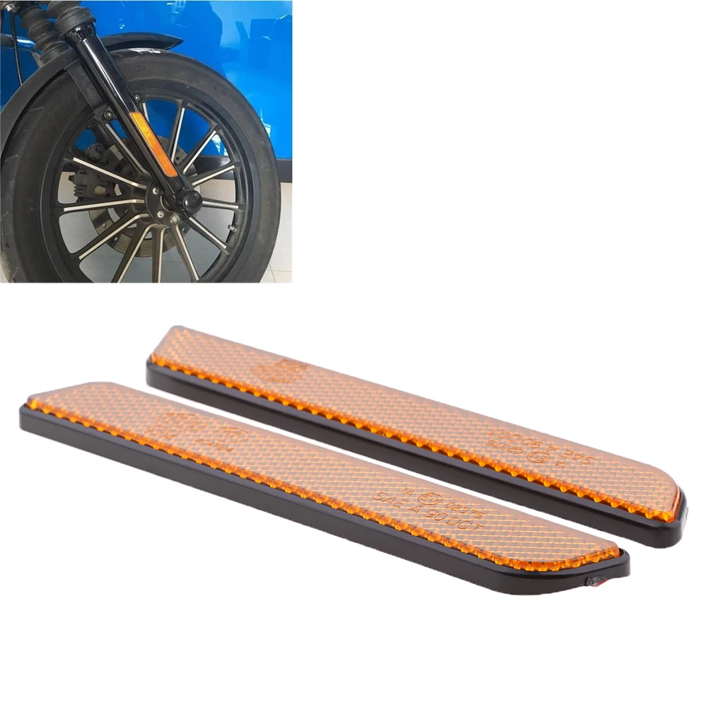 L & R Front Fork Leg Reflector For  Lower Leg Sliders Dyna Softail