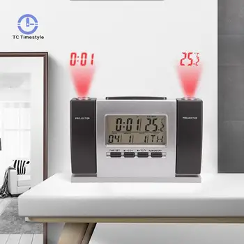 

Dual Projection Alarm Clock LED Snooze Electronic Large Display Sleep Timer USB Charging Digital Thermometer Bedside Projector