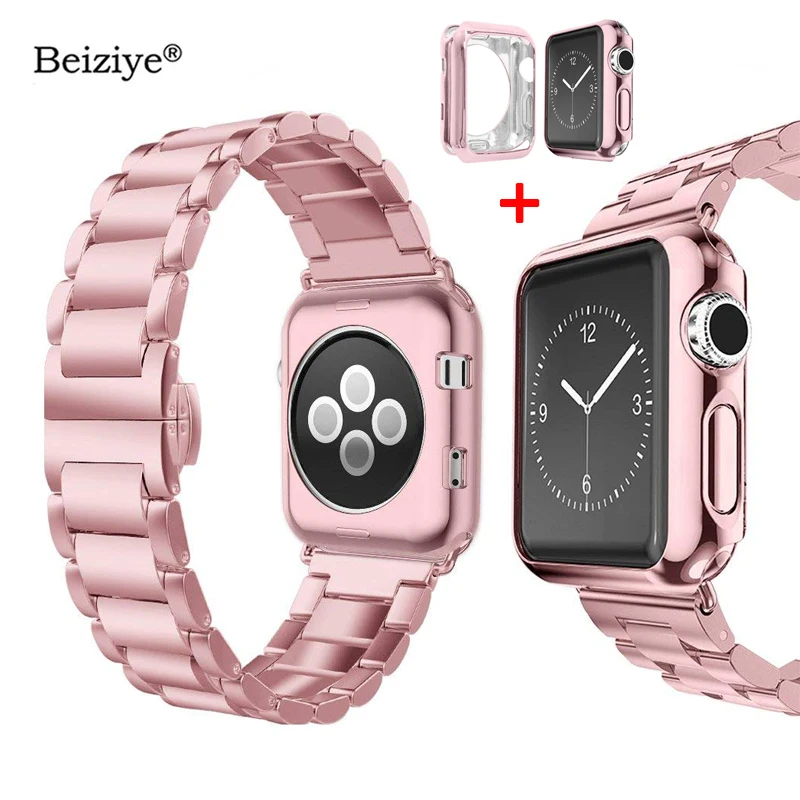 Чехол + ремешок из нержавеющей стали для Apple Watch 40 мм 44 iWatch Series 4 5 Band link Браслет apple