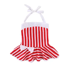 Цельный купальник в полоску с бретельками для маленьких девочек; купальный костюм; летняя пляжная одежда