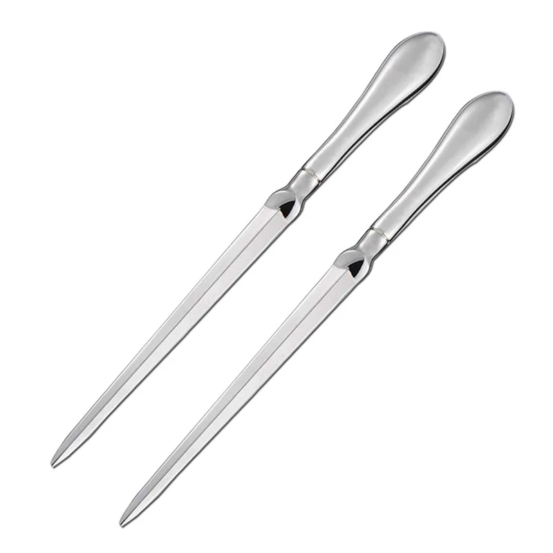 

2 Pack Letter Opener Metal Envelope Opener Knife, Paper Cutting Knife, Nickel Plated, 9 Inches, Silvery