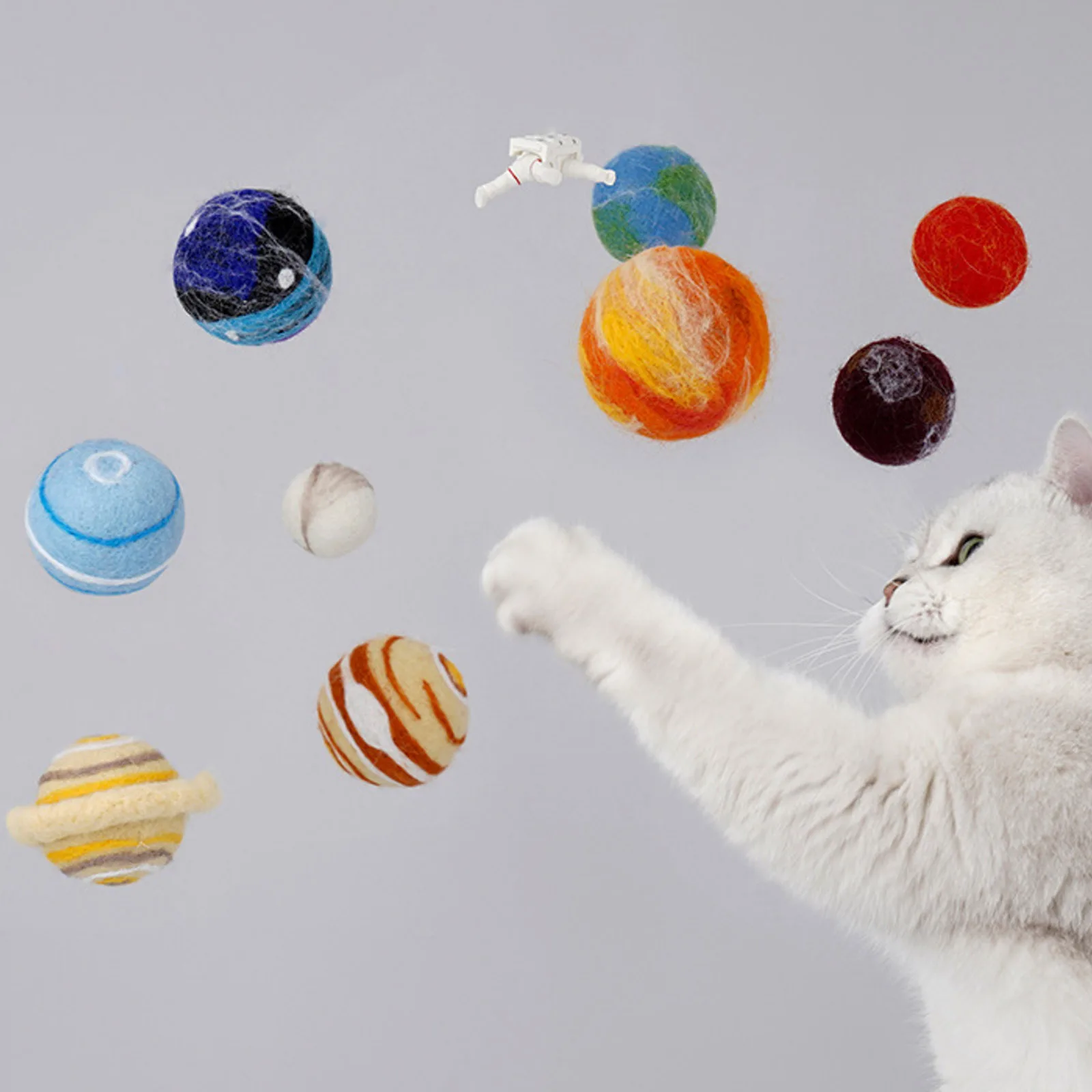 Wool Felt Ball Toys for Kittens Cats Colorful Eco-Friendly Cat Teaser Bell Balls 