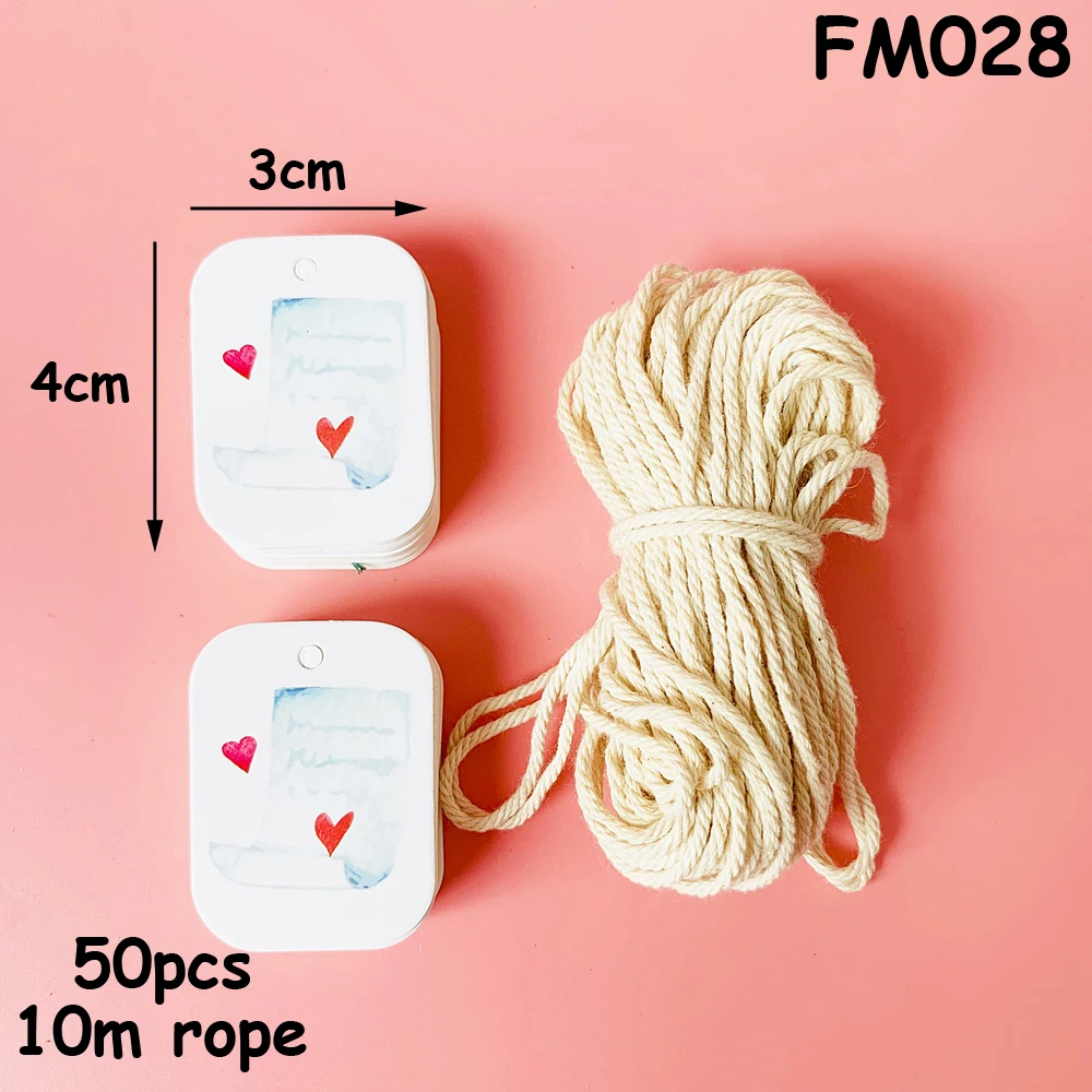 FM028 50 шт. бумажные бирки рождественские праздники белые подарочные бумажные бирки Подарочная коробка бумажные карточки DIY этикетки ручной работы decoracao бассейн праздничные ярлыки - Цвет: FM028