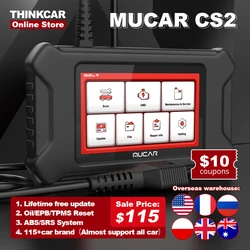 MUCAR – outil de Diagnostic automobile professionnel CS2, Scanner OBD2, système ABS/SRS, mise à jour gratuite à vie, Service de réinitialisation d'huile/EPB, pour toutes les marques de voitures 