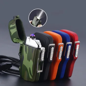 

Camouflage USB Double Arc Pulse Lighter Outdoor Waterproof With Light Electric Plasma Portable Cigarette Lighter