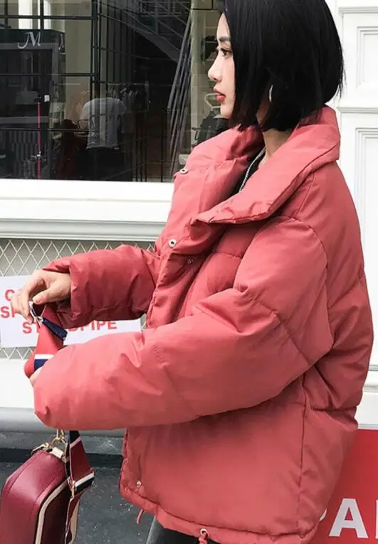 Зимние куртки для девочек, мягкое пушистое пальто, Chaqueta Mujer Invierno, Женская парка со стоячим воротником, Женская свободная негабаритная короткая парка