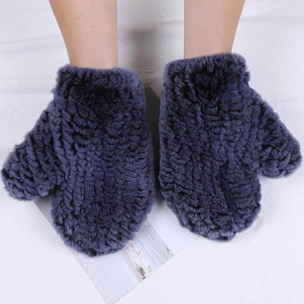 

Women's Winter Real Rex Rabbit Fur Wrist Gloves Warm Thick Ladies Fur Mittens Elastic Girls Snow Ski Glove Mitts Elastic Soft