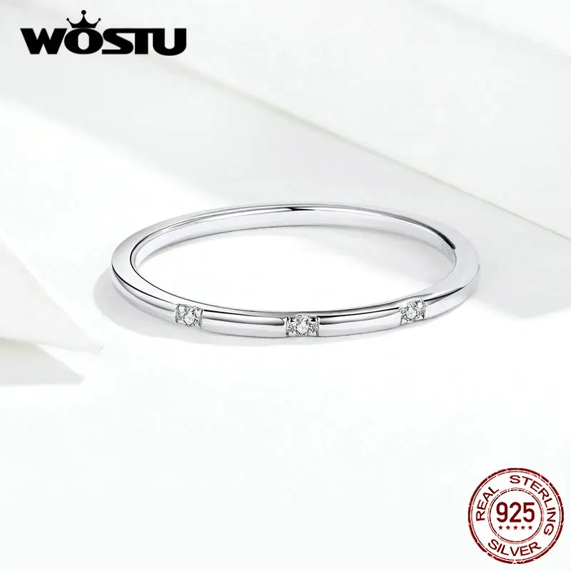 WOSTU Настоящее 925 пробы Серебряное минималистское кольцо для женщин нежные свадебные кольца обручальные ювелирные изделия для влюбленных DXR591