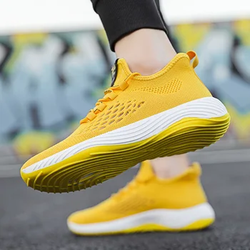 

Men's Shoes Spring New Flying Woven Sneakers Men's Shoes Fashion Breathable Korean Tide Shoes Low-top Lace-up Running Shoes Men