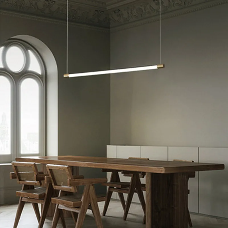 

Modern Minimalist LED Pendant Lamp Hanging LED Linear Bar Light 90cm 120cm Office Lighting LED Tube Dining Room Pendant Lights