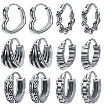 

ZS Fashion Earrings Punk Rock Style Earring Rings Stainless Steel Pop Earring Studs And Rings 361L Steel Punk Earring Hoops
