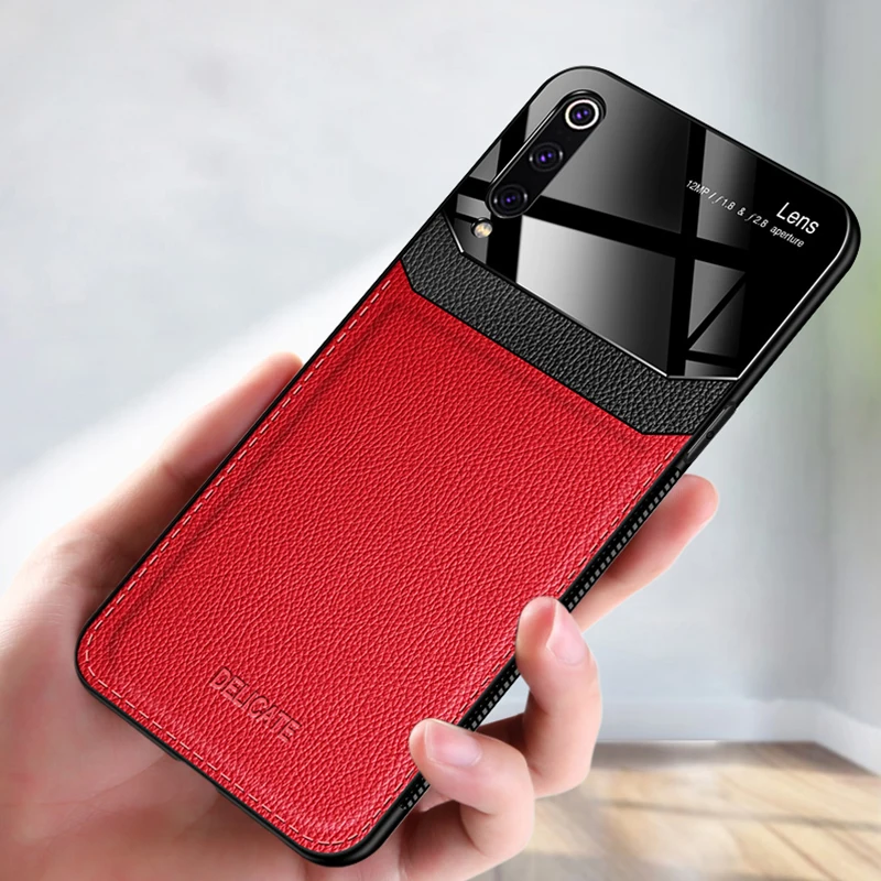 

For Xiaomi mi 9 Case Luxury Leather Texure Plexiglass Case Hard PC Silicone Cover Case For Xiaomi 9 mi9 mi 9 SE Shockproof Capa