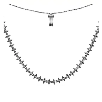

Baoyoc Fashion Puck Rock S925 Sterling Silver Black Grey Spike Rivet Adjustable Necklace Micro Cubic Zirconia Women Fine Jewelry
