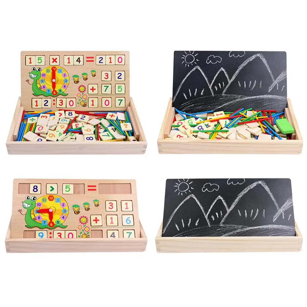 

Wooden Number Counting Sticks Blackboard Clock Learning Educational Kids Toy Early Learning Counting Toy with Box kids gift