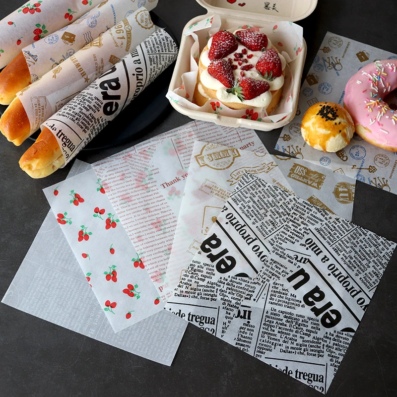 Oil-proof Wax Paper Food Wrap 100 pcs Newspaper Sandwich Burger Fries Wrapping Oil-proof Wax Paper Food Wrap 100 pcs Newspaper Sandwich Burger Fries Wrapping