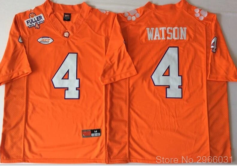 men Мужские футболки для колледжа, сшитые, Размер S-3XL,, Clemson Orange#2 WATKINS#4 DeShaun WATSON bryant - Цвет: men