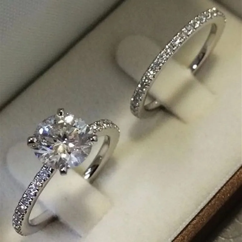 CC парные кольца для женщин Свадебное обручальное кольцо с кубическим цирконием