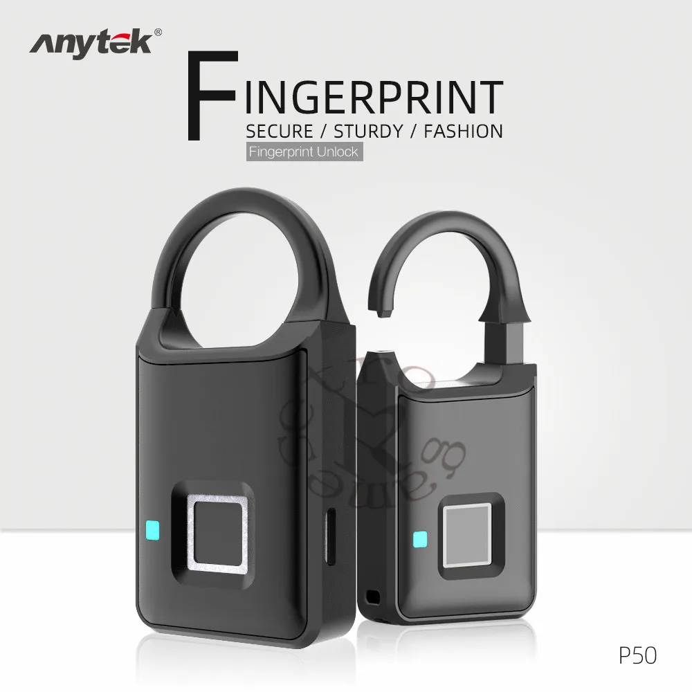 Горячая замок отпечатков пальцев Классический Тонкий Anytek P50 замок отпечатков пальцев Противоугонный замок USB Перезаряжаемый замок для чемодана