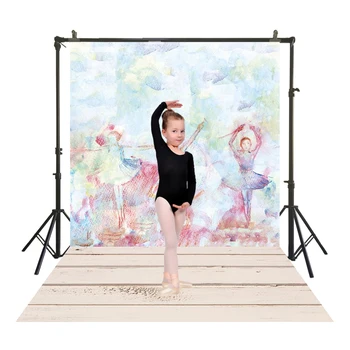 

Pastel Painting Photographic Backdrop Polyester With Wood Floor Back Drops Ballet Girl Portrait Photo Studio Booth Backgrounds