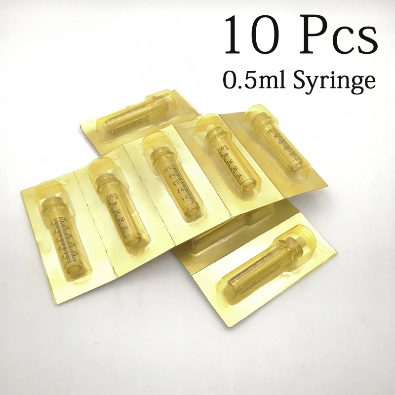 10pcs 0.5 syringe Одноразовые пластиковые 0,3 мл и 0,5 мл шприц ампульная головка и иглы для удаления морщин губ наполнитель инъекции гиалуроновой кислоты ручка - Цвет: 10pcs 0.5 syringe