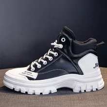 

New Martin Boots For Girls White Shoes Women's High Top Street Sneakers 2021 Spring/Autumn Lace Up Soft Leather Boot