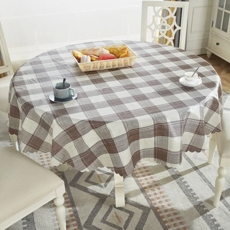  Proud Rose Waterproof Round Table Cloth PVC Table Cover Oil-proof European Household Round Plastic 