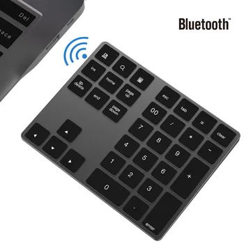

Aluminum Alloy Bluetooth Numpad Rechargeable Wireless Numeric Keypad Slim External Number Pad Keyboard for Office Store Bank