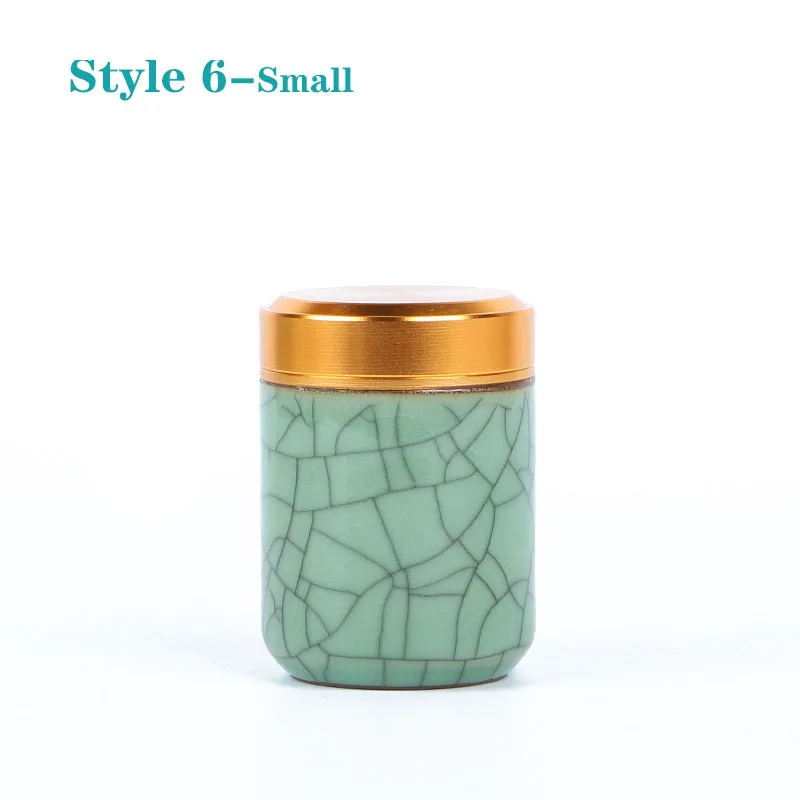 Mini-oppbevaringskrukker i keramikk med celadon-metalllokk, forseglet sylindrisk beholder for oppbevaring av te, korn, tørrvarer, godteri osv._voghion.com