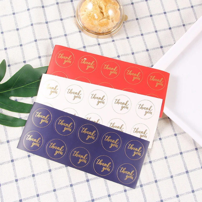 

100pcs/lot 'Thank You' 3 Color Bronzing Kraft Paper Sealing DIY Decorative Sticker Craft Stickers Scrapbooking