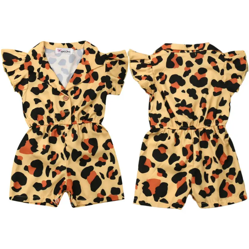 Lovely Little Girl Leopard Jumpsuit Clothes Summer 1 5Y Kids Baby Girl Leopard Romper One piece
