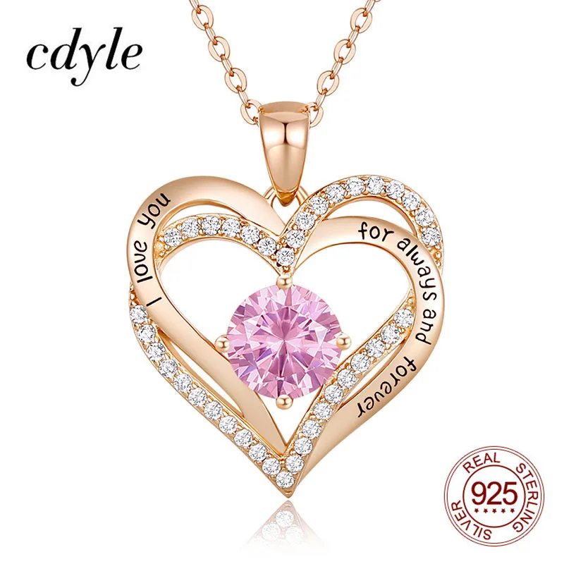 Cdyle 12 ожерелье с подвеской в виде сердца топом цирконием I love you for always and forever