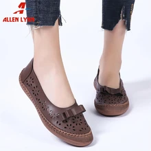 ALLENLYNN/Новинка; водонепроницаемые мокасины; женские летние лоферы; женская обувь; коллекция года; прошитая обувь на плоской подошве с бантом; женская обувь из натуральной кожи на плоской подошве