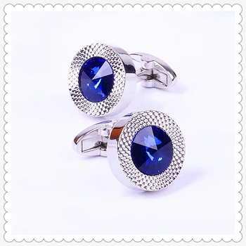 Brand Blue Crystal Cone Cufflinks Men Lawyer Classic Prismatic Cuff Button Designer High Quality Mens Shirt Taper Cuff Links