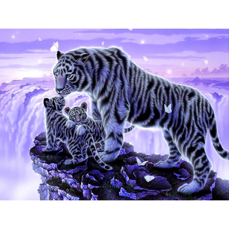 Full Diamond Embroidery White Tiger 5D Square/Round Painting Cross Stitch 3D Mosaic Needle Craft Christmas Gift | Дом и сад
