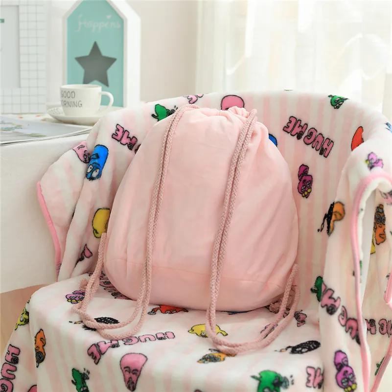 Barbapapa мультфильм рисунок рюкзаки розовый прекрасный чистый хлопок тонкий холщовый рюкзак дорожный рюкзак для девочки одеяло для рюкзака