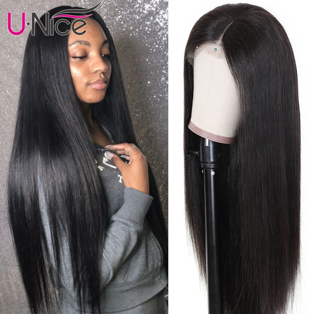 Волосы UNICE полностью кружевные человеческие волосы парики 14-26 дюймов бразильские Remy прямые волосы натуральный цвет 100% человеческие волосы