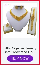 Liffly африканские золотые Драгоценности наборы для женщин классический кристалл ожерелье браслет серьги кольцо Свадебная вечеринка Ювелирные наборы для невесты