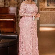 Vestidos de encaje Rosa Vintage para madre de la novia, vestido de fiesta de graduación, boda, invitados, talla grande, Maxi, 2021