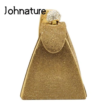 

Johnature 2020 New Diamond Evening Bags Women Clutch Purses Fashion Pyramid Shape Banquet Ladies Mini Bags Party Small Bag