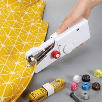 

Mini Hand Sewing Machine Portable Household Quick Stitch Sew Needlework Cordless Clothes Fabrics Electronic Sewing Machine