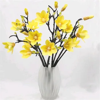 

5p artificial Printing Effect Magnolia Flower Branch Fake Magnolia Stems 5 Colors for Wedding Centerpieces Floral Decoration