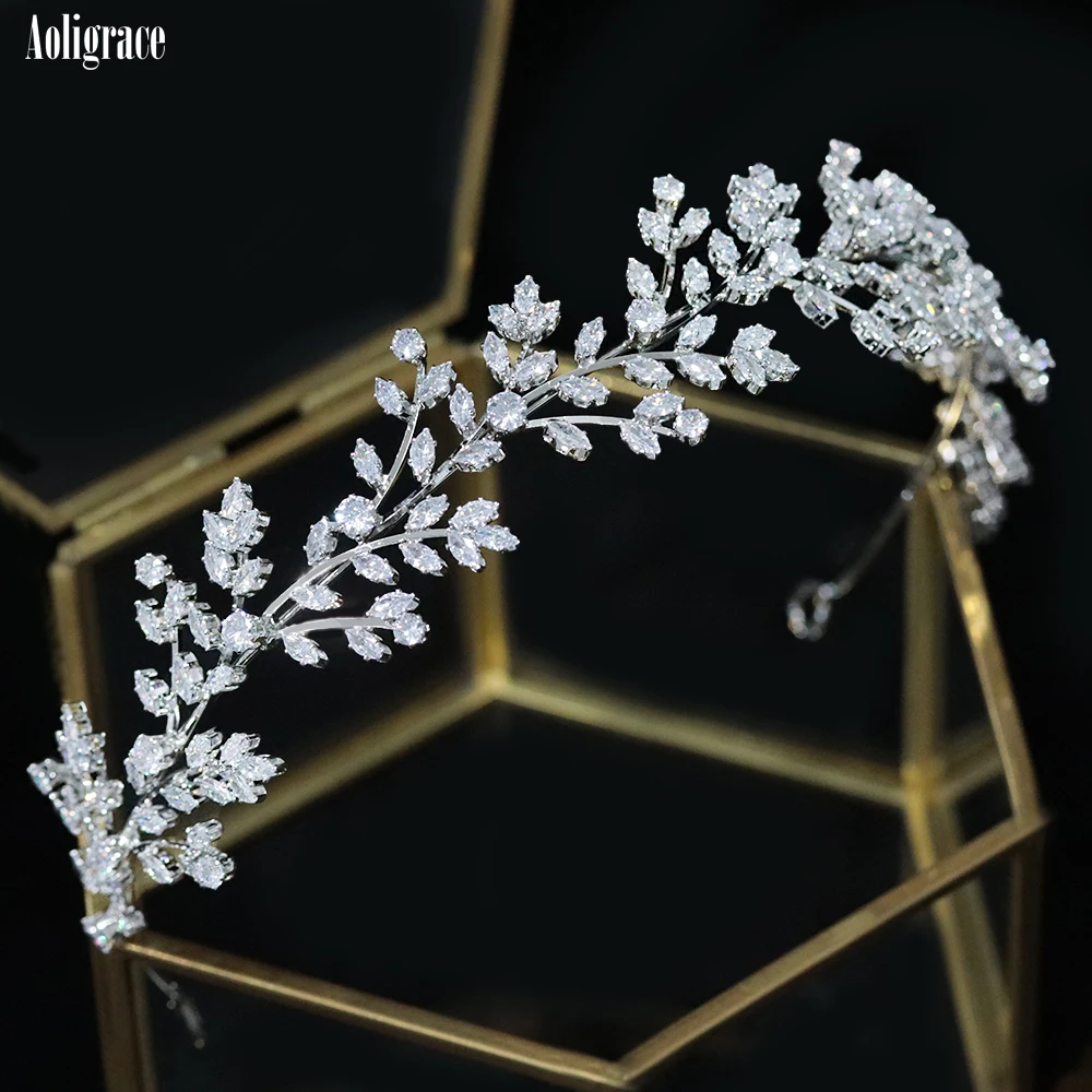 2022 New Cubic Zirconia Tiaras and Crowns for Women Shiny Zirconia Hairband Gold CZ Hair Accessories Wedding Bridal Headband
