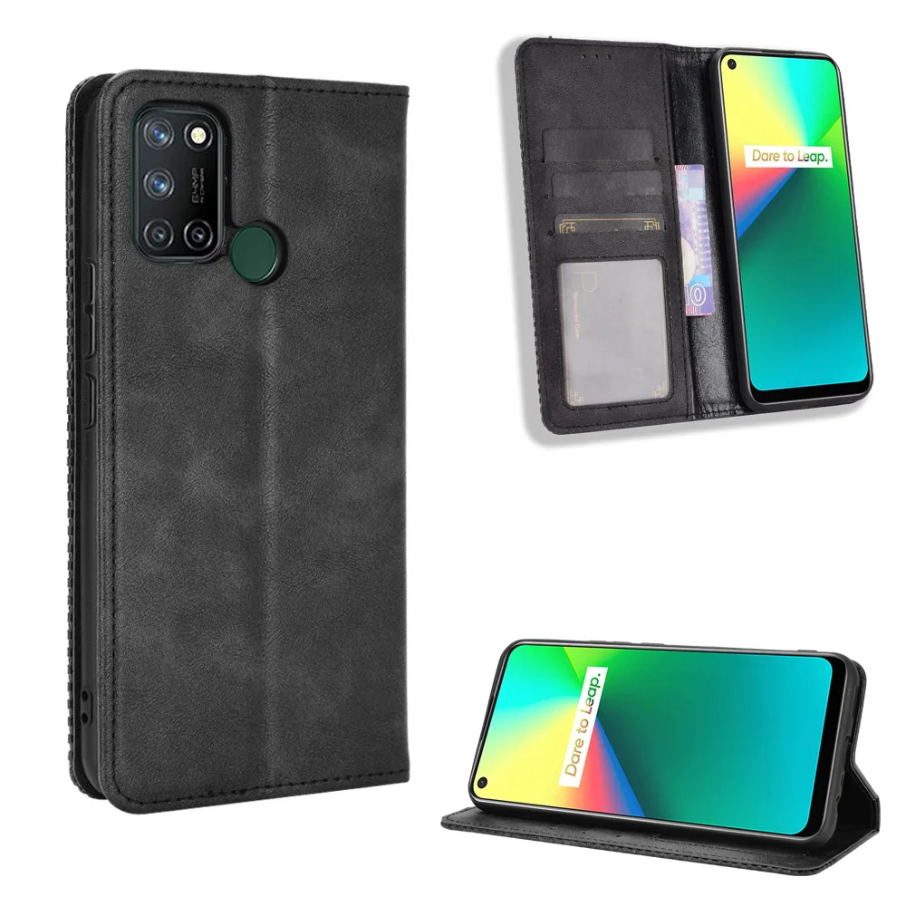For Realme 7i Case Premium Leather Wallet Leather Flip Case For OPPO Realme C17 RealmeC17 Realme7i Phone