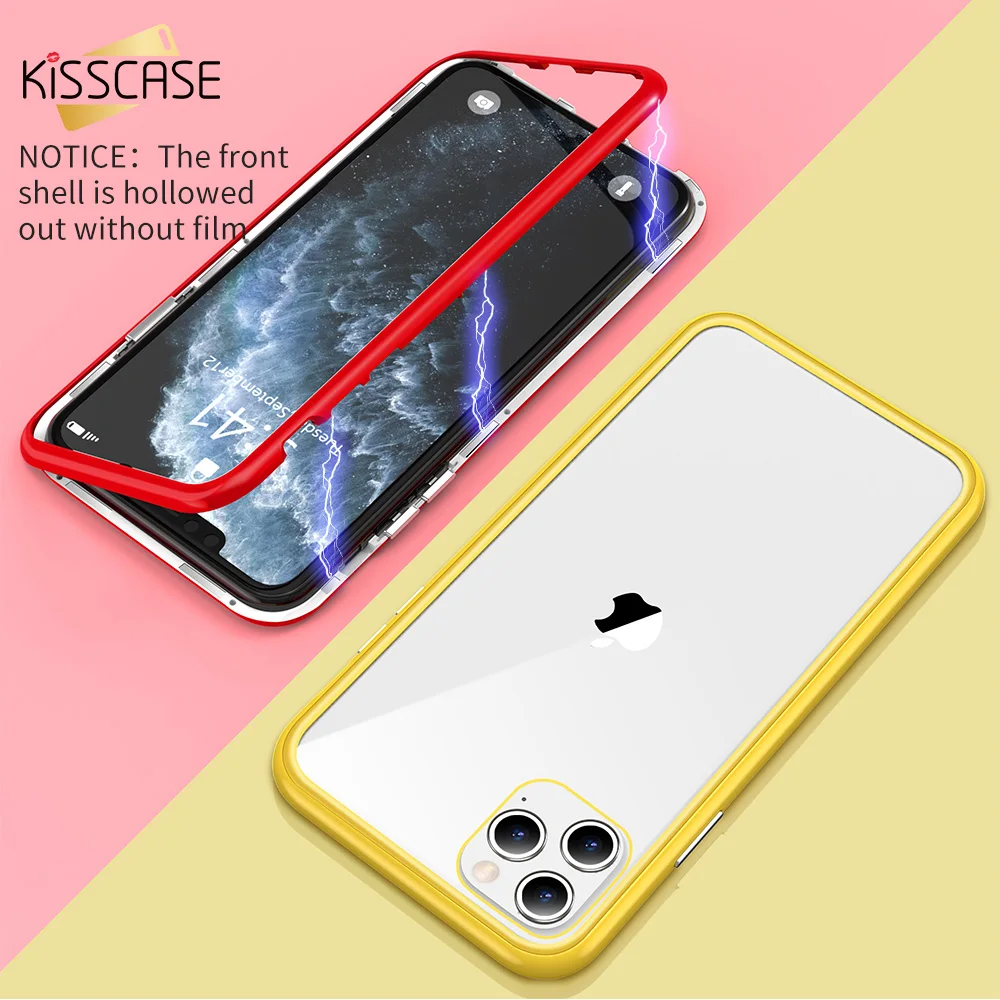 

KISSCASE Magnetic Glass Case For iPhone 11 Pro 11Pro Max 7 XR X Transparent Cover For iPhone 7 8 Plus Xr Xs Max Phone Case Funda
